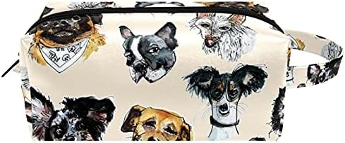 Leveis Guppy Guppy Dog Pug Bulldog דפוס מיקרופייבר עור איפור שקית שקית נסיעה אטומה למים תיק קוסמטי נייד תיק מטלה נוח